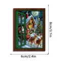 Christmas luminous fake window fridge magnet wooden vintage decorative magnetic sticker detail - FGMZCT207