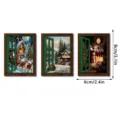 Christmas glowing faux window fridge magnet, wooden retro decorative magnetic sticker for home. - FGMZCT207-209