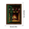 Christmas wooden fridge magnet retro fireplace window design decorative magnetic sticker 8x6cm - FGMZCT212