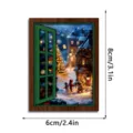 Christmas glowing wooden window fridge magnet winter snow scene decorative magnetic sticker 8x6cm - FGMZCT218