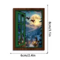 Christmas glowing wooden window fridge magnet, holiday vintage decorative magnetic sticker for home. - FGMZCT219