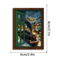 Christmas glowing fake window fridge magnet retro wooden magnetic decorative sticker 8x6cm - FGMZCT221