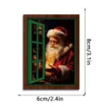 Christmas glowing fake window fridge magnet wooden retro decorative magnetic sticker 8x6cm - FGMZCT224