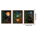 Halloween vintage wooden fake window fridge magnets set, spooky holiday home decor. - FGMZCT225-227