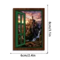 Wooden vintage castle window fridge magnet, decorative magnetic sticker for home decor. - FGMZCT230