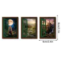 Mini wooden magnetic fake window fridge magnets featuring fantasy landscape designs, size 8x6cm. - FGMZCT228-230