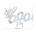 Adesivo murale specchio acrilico 3D Halloween con ragnatela e design BOO per feste. - Argento
