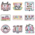 Set of 9 Christian faith embroidered patches iron-on clothing & backpack DIY badges. - DW9159 Set of 9 / 9 Pieces/Pack