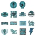 Embroidered patches set turquoise cowboy western style clothing accessories DIY apparel decor - 14-Piece Set