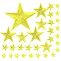 Gold embroidered star patches in various sizes, perfect for DIY clothing decoration and repairs. - DW9070-32 Pieces Set