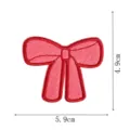 Red bow embroidery patch detail view, showing fine stitching texture and clear dimensions. - DW9806-1