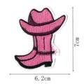 Pink western cowgirl hat and boot embroidered patch cute clothing accessory DIY decoration. - Western Cowboy Boots(DW9053-2)
