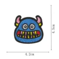 Cute blue monster embroidered patch DIY clothes bag accessory funny cartoon motif sticker - Blue Two-Horned Monster (DW9135-2)