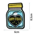Détail de patch brodé en forme de pot avec cœur et étoiles, idéal pour réparation DIY. - Écusson Brodé Cinq(DW9077-5)