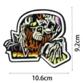 Écusson brodé tête de mort style punk, applique détaillée en tissu dimensions 10.6x9.2cm. - Patch de Broderie Tête de Mort (dw9076-5)