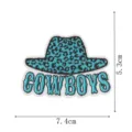 Patch brodé chapeau de cowboy imprimé léopard bleu accessoire de vêtement DIY insigne - Chapeau de Cowboy COWBOYS