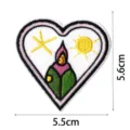 Écusson brodé cœur de style punk, badge de vêtement décoratif DIY avec motif soleil et flamme. - Écusson Brodé Sept(DW9077-7)