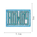 Écusson brodé personnalisé avec design de lettres HOWDY, vue de détail, format 7.1x5cm. - Lettres HOWDY