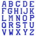 Ensemble de patches de lettres de l'alphabet brodés bleu et blanc pour décoration de vêtements - Ensemble de 26 Lettres / Bleu