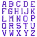 Gros plan sur les ecussons lettres alphabet brodes violet, decoration vetement DIY style. - Ensemble de 26 Lettres / Violet