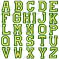 Écussons lettres style collège chenille A à Z broderie bricolage vêtements déco. - Ensemble de 26 Lettres / Fond Vert Texte Jaune