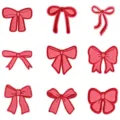 Red bow embroidery patches set, cute DIY fabric applique for clothing, hair clips and crafts decoration. - 9-Piece Set (DW9806A) / 9 Pieces/Pack