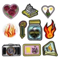 Lot de patches brodés thermocollants style punk DIY pour vêtements vestes et réparations - Ensemble Complet de 10 Pièces