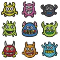 Cute cartoon monster embroidered patches set, DIY iron-on appliques for clothes and bags. - 9-Piece Monster Patches Set (DW9135一套9个)