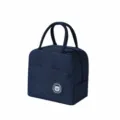 Blue Insulated Lunch Bag with Cute Bear Logo, Waterproof Oxford Fabric Portable Meal Bag - Navy Blue