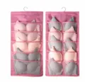 Organisateur suspendu double face pour soutiens-gorge et sous-vêtements avec 15 poches armoire. - 12+18 Grilles / Rose