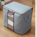 Sac de rangement pour couvertures et vêtements en tissu non tissé épais avec fenêtre transparente. - Épais Vertical 48x28x50cm / Gris