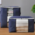 Sac de rangement pour couette en intissé épais, styles vertical et horizontal, organisateur. - Vertical / 48x28x50cm / Bleu marine