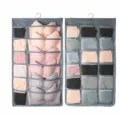 Organisateur de sous-vêtements suspendu double face 30 poches sac de rangement gris - 12+18 Grilles / Gris