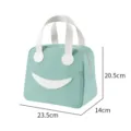 Borsa porta pranzo verde menta con manico bianco e design sorridente, borsa bento compatta - Taglia S / Verde Nordico