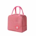 Pink insulated lunch bag waterproof thermal tote lunch box bag with convenient front pocket - Pink