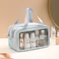 Sac cosmetique imperméable double couche grande capacité voyage maquillage trousse de toilette - Double couche bleu moyen