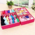 Stoff Unterwäsche Aufbewahrungsbox 4er Set BH Socken Organizer für Schublade Schrank - Rosa