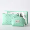 Set de 3 trousses de toilette transparentes en PVC sac de rangement de voyage étanche. - Vert