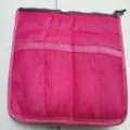 Pink bag organizer insert with mesh pockets and secure top zipper for daily storage use. - M / Rose Red
