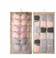 Organisateur suspendu double face pour sous-vêtements avec crochets et rangement pour soutiens. - 12+18 Grilles / Beige