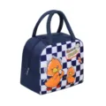 Sac à lunch isotherme avec motif de canard de l'espace, sac fourre-tout bento imperméable. - A Canard Spatial Grille Bleu Marine