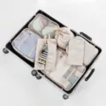 Set de 7 organisateurs de voyage pour valise cubes de rangement vêtements chaussures beige clair - Ensemble de 7 Pièces / Beige