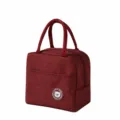 Red insulated lunch bag, thermal cooler tote bag for daily work, school and picnic use. - Red