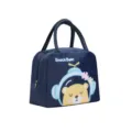 Cute insulated lunch bag for women and students, navy blue cartoon bear bento tote bag. - Navy Space Bear