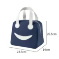 Borsa pranzo isolata con simpatico smiley, borsa termica portatile per ufficio scuola picnic. - Taglia S / Blu Marino