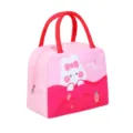 Pink insulated lunch bag with cute rabbit print, durable thermal tote for women and kids. - Pink Rabbit
