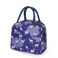 Borsa termica stampata alpaca blu scuro, grande scatola pranzo portatile in tessuto per uso quotidiano. - Alpaca