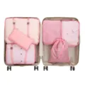 6-delige reisorganizer set roze waterdichte opbergtassen voor kleding in koffer reizen - L / Roze