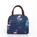 Borsa termica per pranzo da donna, simpatico stampa fenicottero bento box borsa in stoffa. - Fenicottero Blu