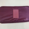 Burgundy travel organizer bag, portable storage pouch with zipper closure and logo tag. - M / Burgundy